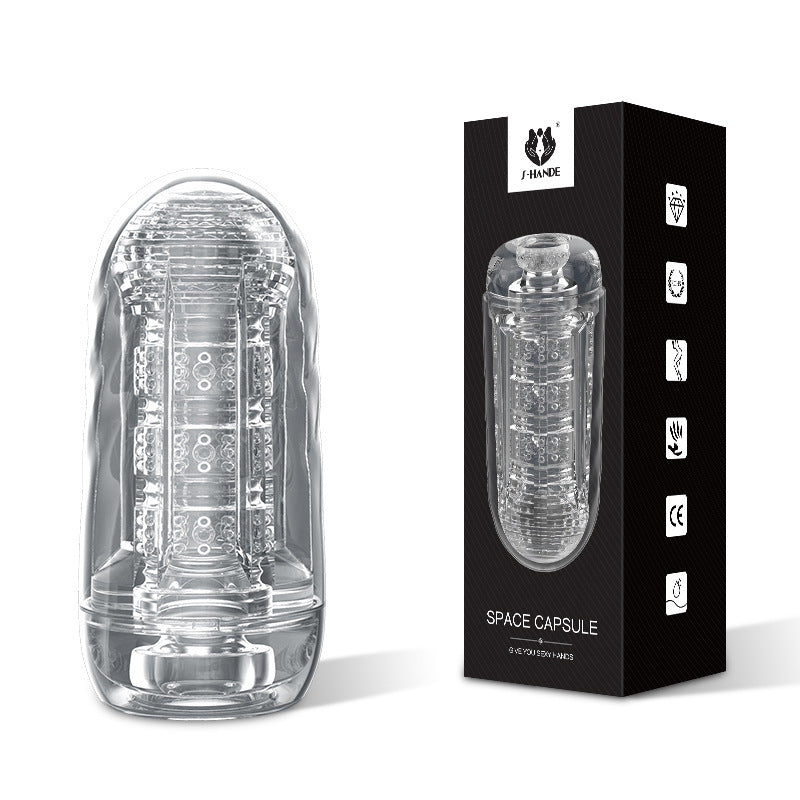 Male Space Capsule Transparent Masturbation Cup - Soft Rubber, Adult Pleasure Device