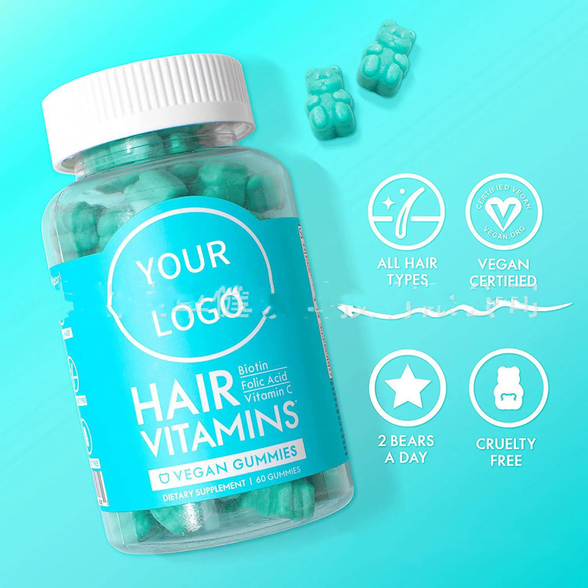 Hair Skin Nails Gummies 60 Tablets Vitamin B Complex