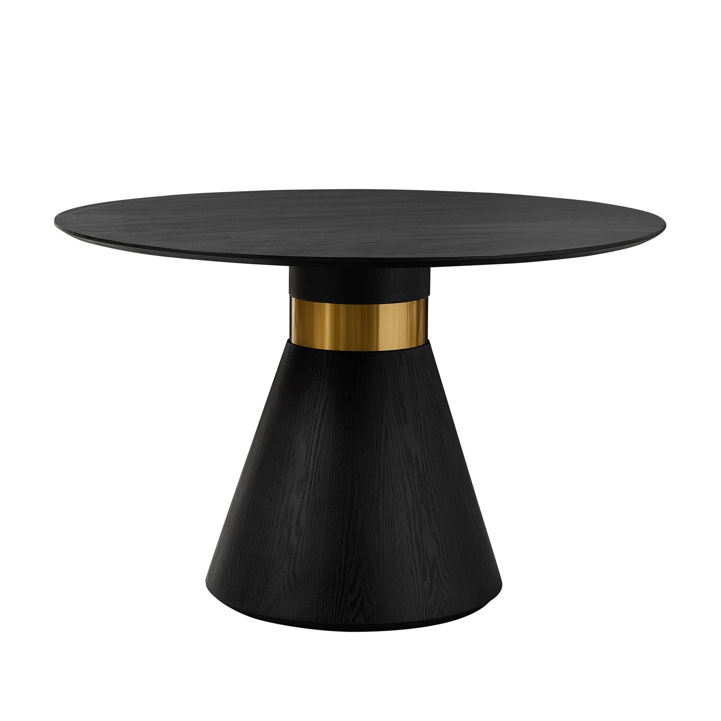 Round Dining Table with Black Pedestal Base & Gold Trim - 47.24"