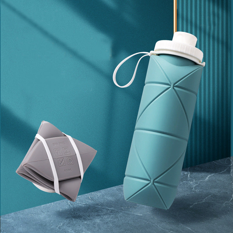 Large Capacity Foldable Water Bottle for Outdoor Travel - Silicone & Plastic