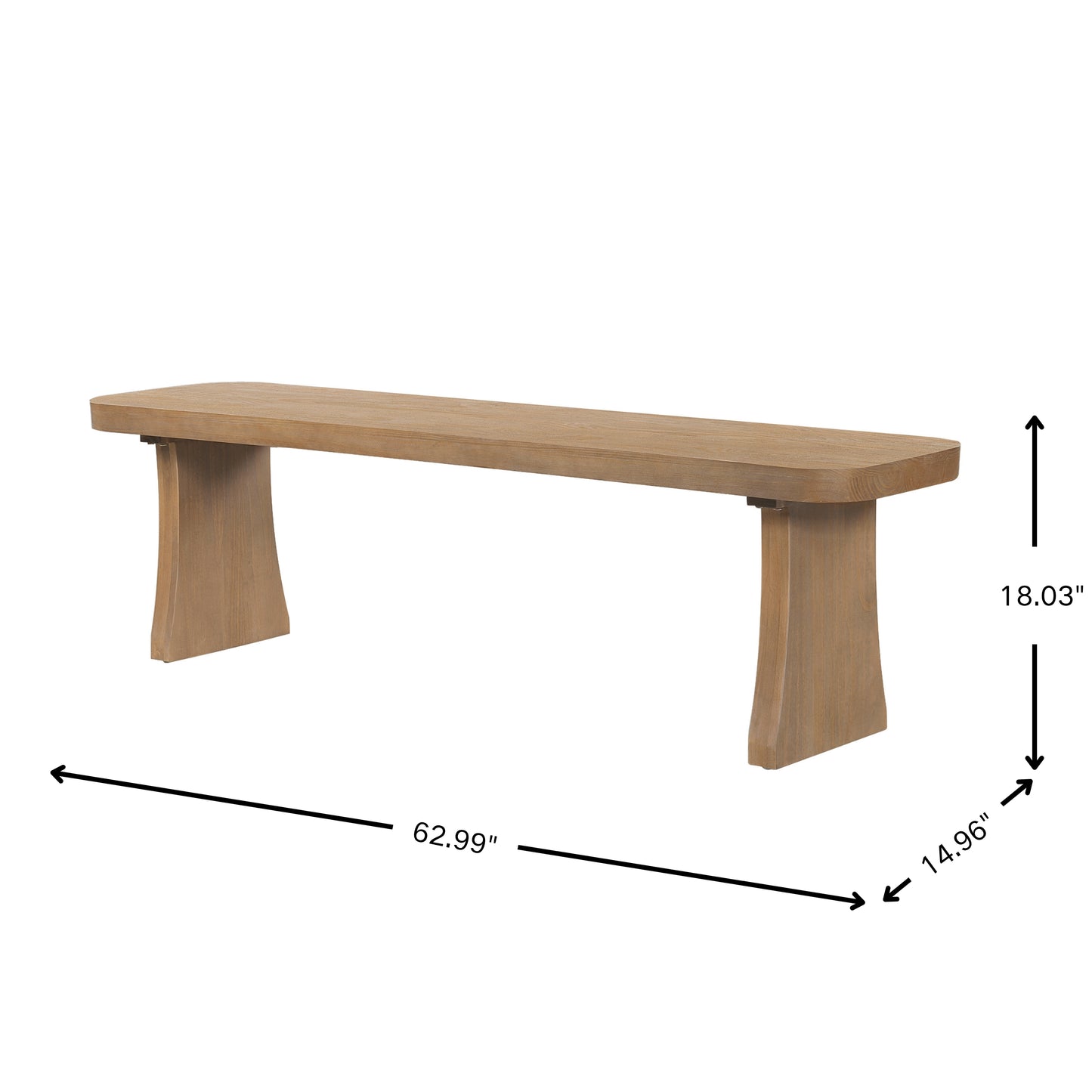 Solid Pine Indoor Dining Bench - 62.9"L, 350lbs Capacity