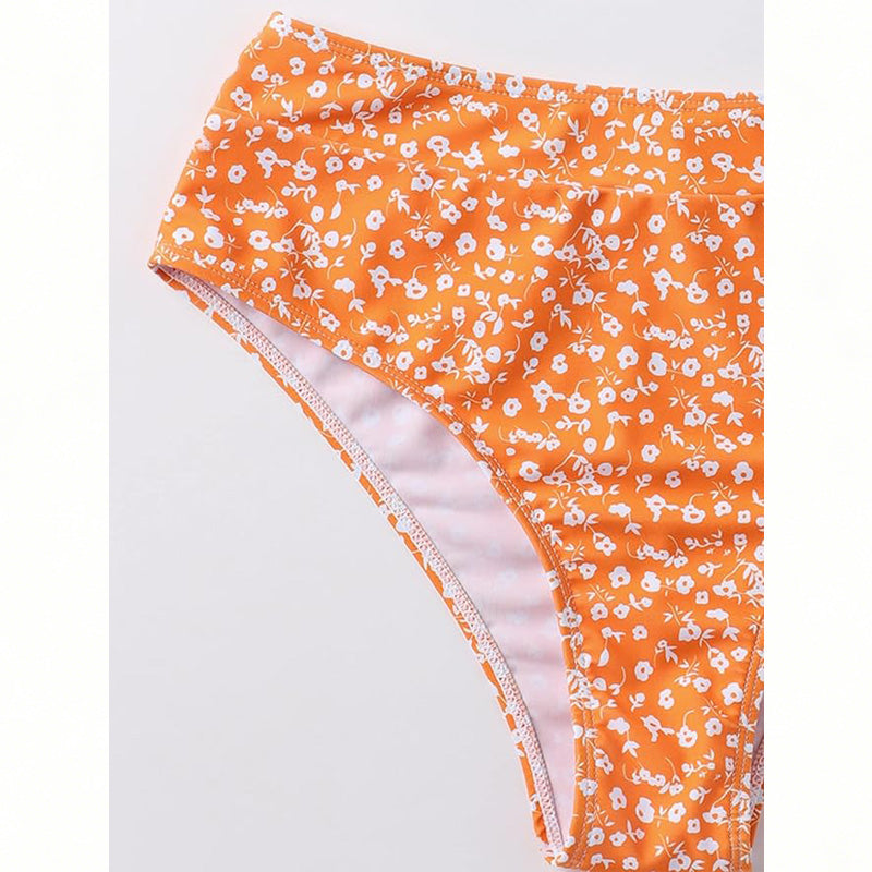 Women's Ditsy Floral Bikini Set - Plunge V-Neck & High Waist