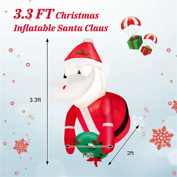 3.3FT Inflatable Santa Claus Window Decoration with LED Lights