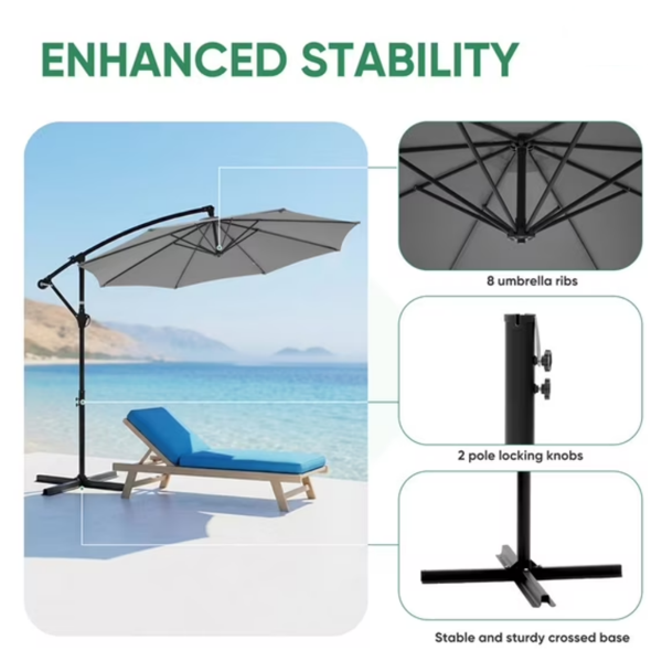 10ft Outdoor Patio Umbrella with Aluminum Stand UV Protection for Garden & Pool Gray