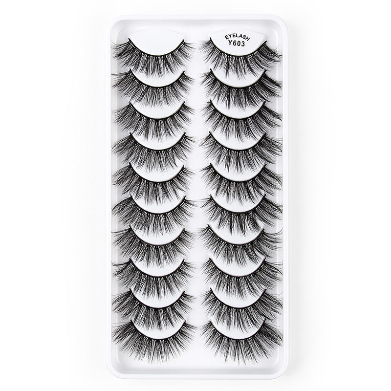 3D Imitation Mink False Eyelashes Natural Length - Pack of 10 Pairs