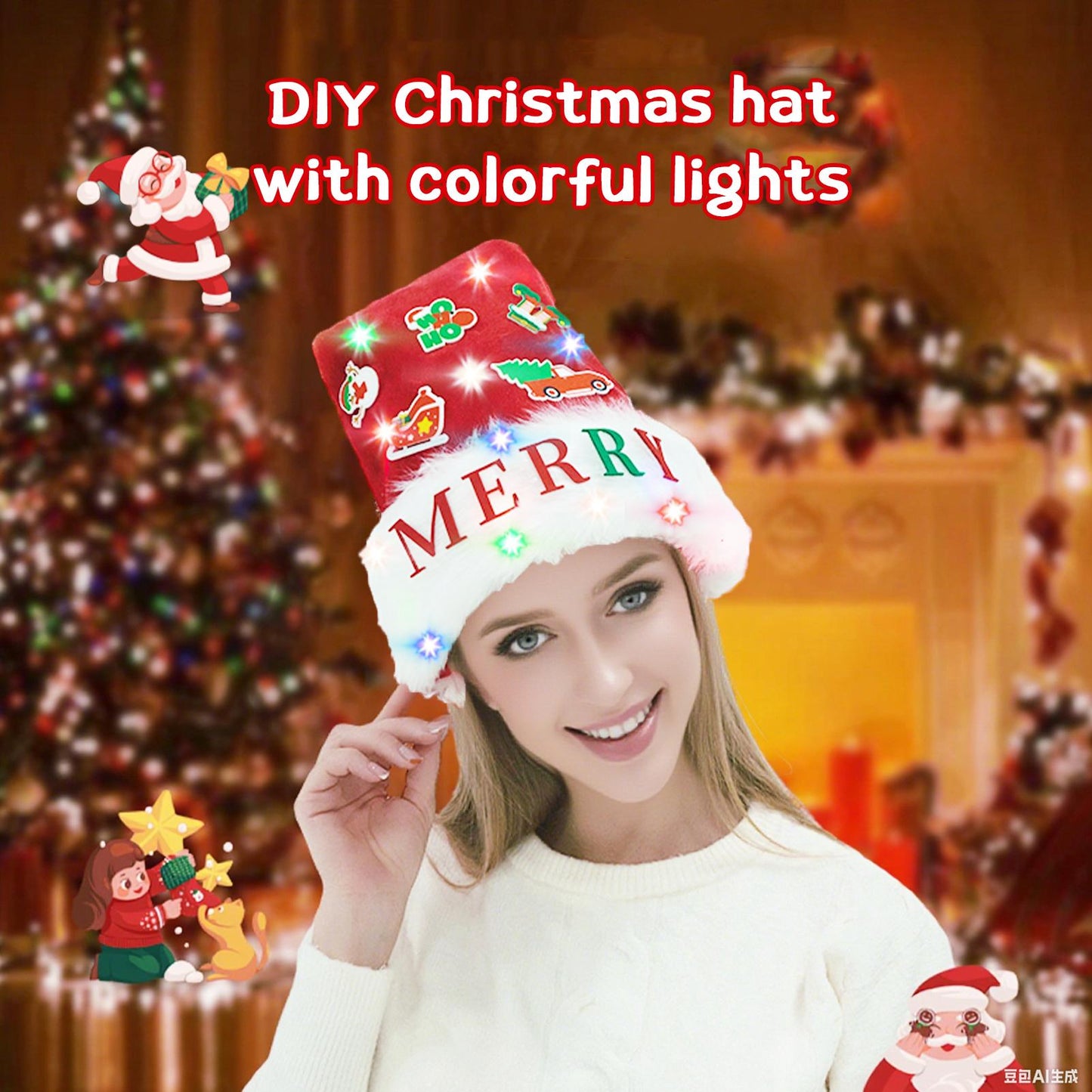 DIY LED Christmas Hat - Creative & Customizable Festive Accessory