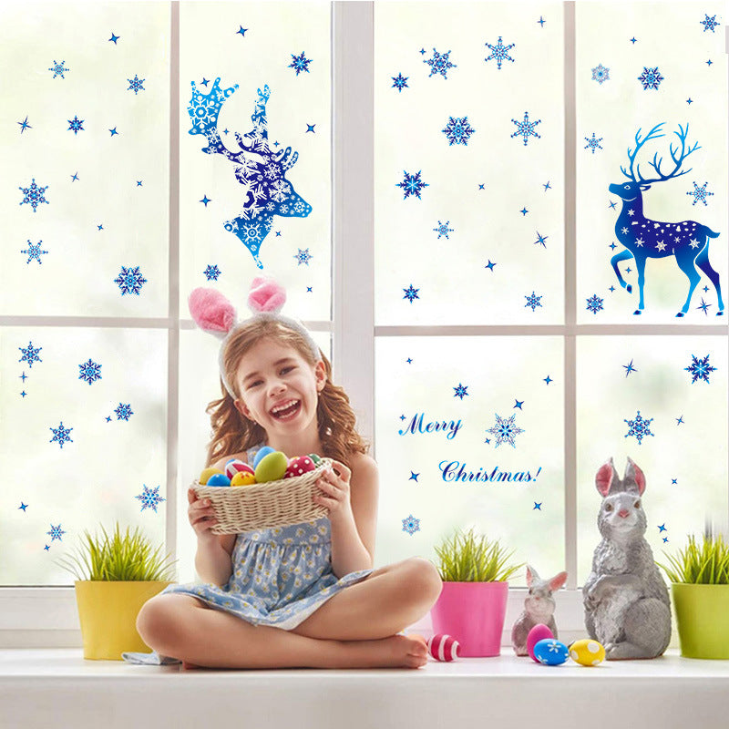 Christmas Elk Snowflake Wall Stickers for Windows & Walls - Festive Home Decor