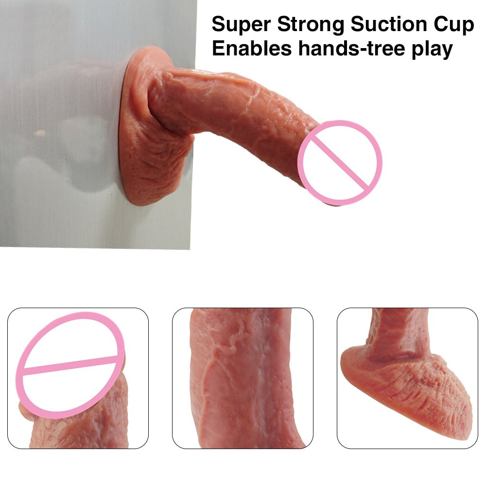 Double Layer Liquid Silicone Adult Toy - Skin Color, 18.5cm Length