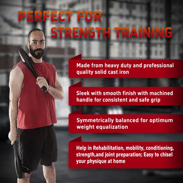 15LB Indian Club - Iron Exercise Bat for Strength Training
