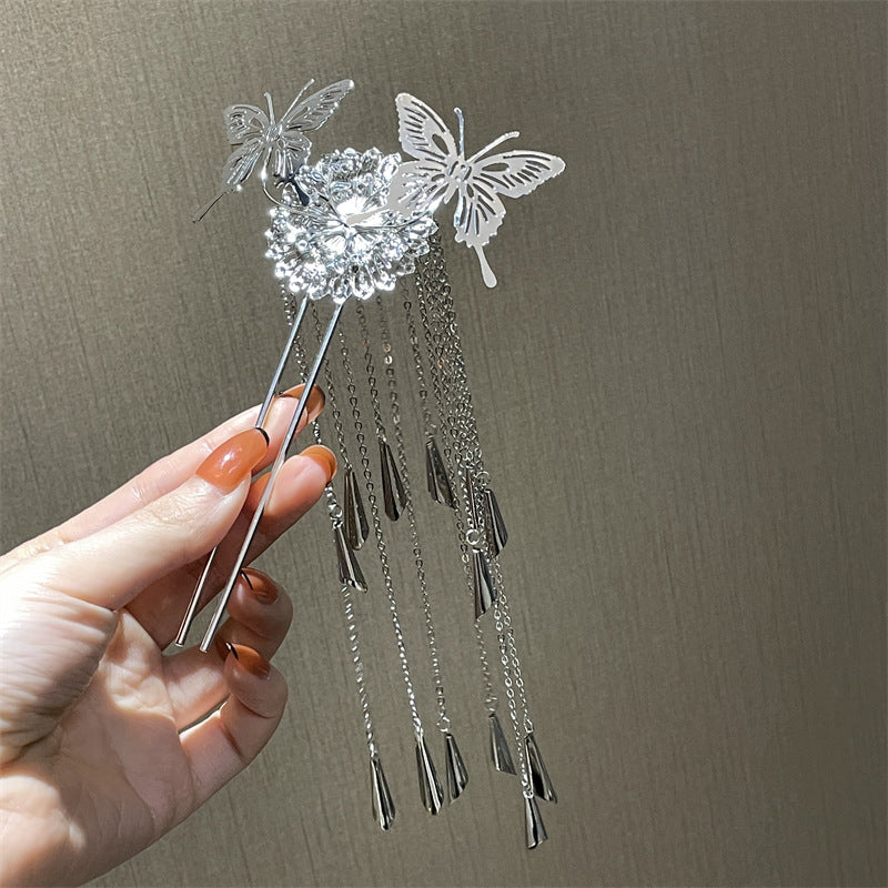 Antique Silver Tassel Hairpin Headdress