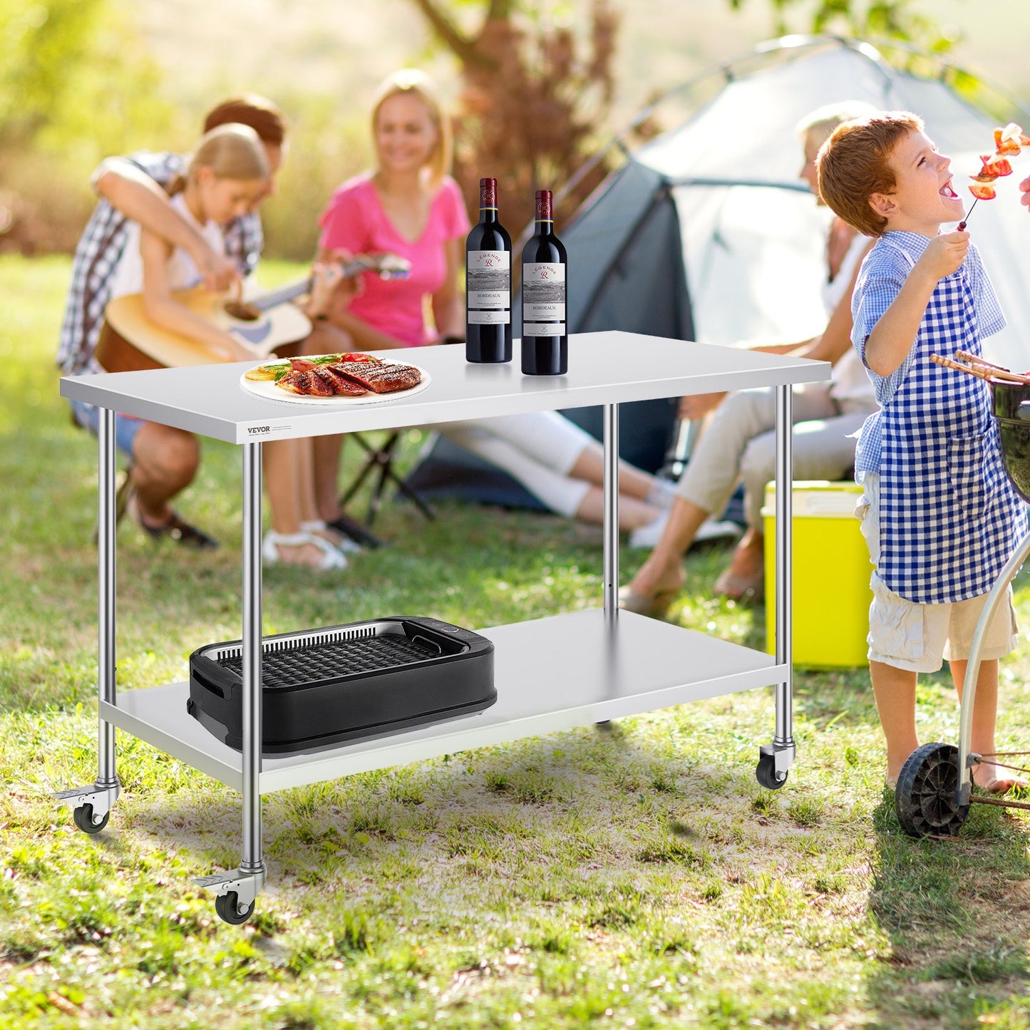 Heavy Duty Stainless Steel Work Table - 30x60 Inch with Wheels