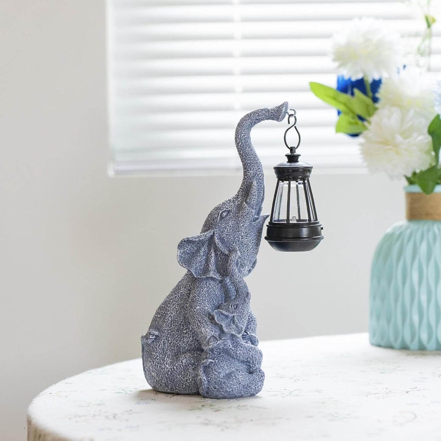 Elephant Solar Light - Outdoor Garden Decor & Porch Ornament - Gray
