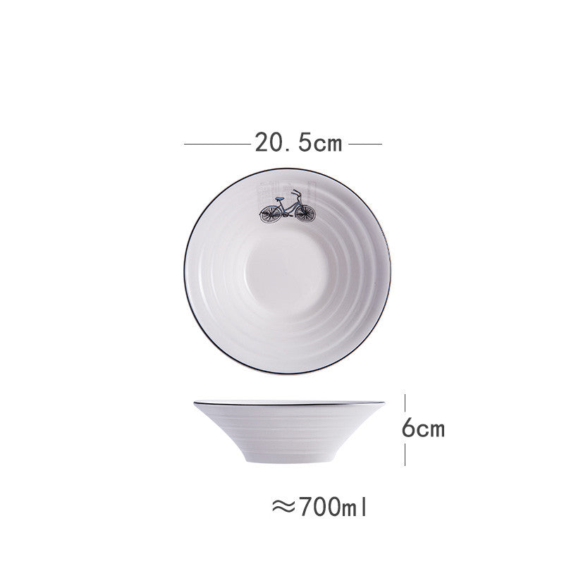 Japanese-Style Ceramic Noodle Soup Bowl with Trumpet Hat Design - 8 Inches