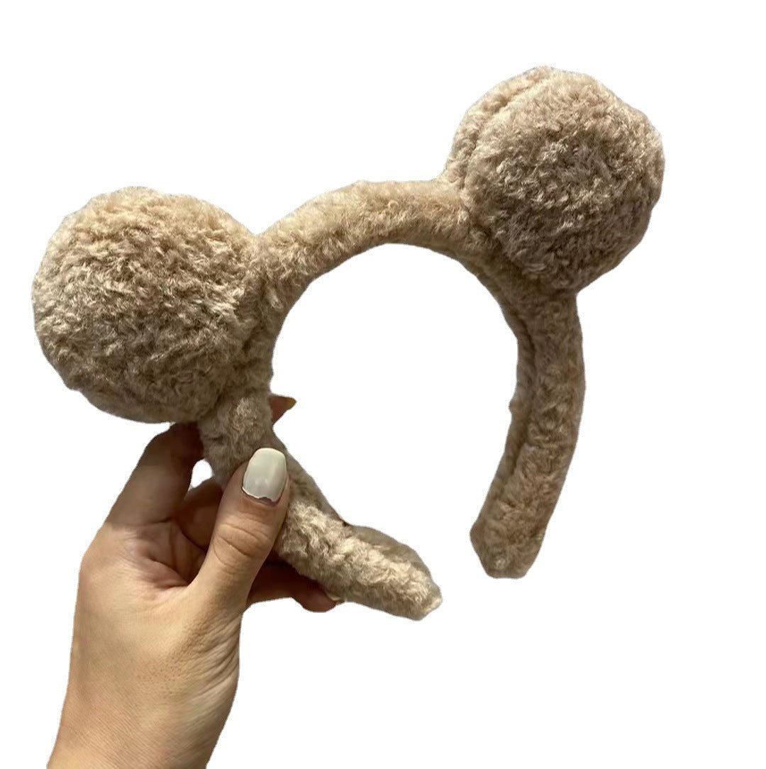 Cute Plush Bear Ears Headband - Dark Brown