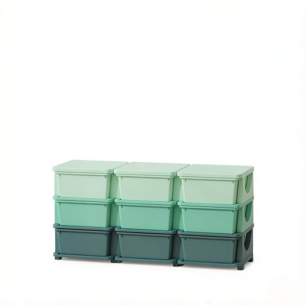 Toy Storage Organizer - Space-Saving Vertical Drawer Unit - Green