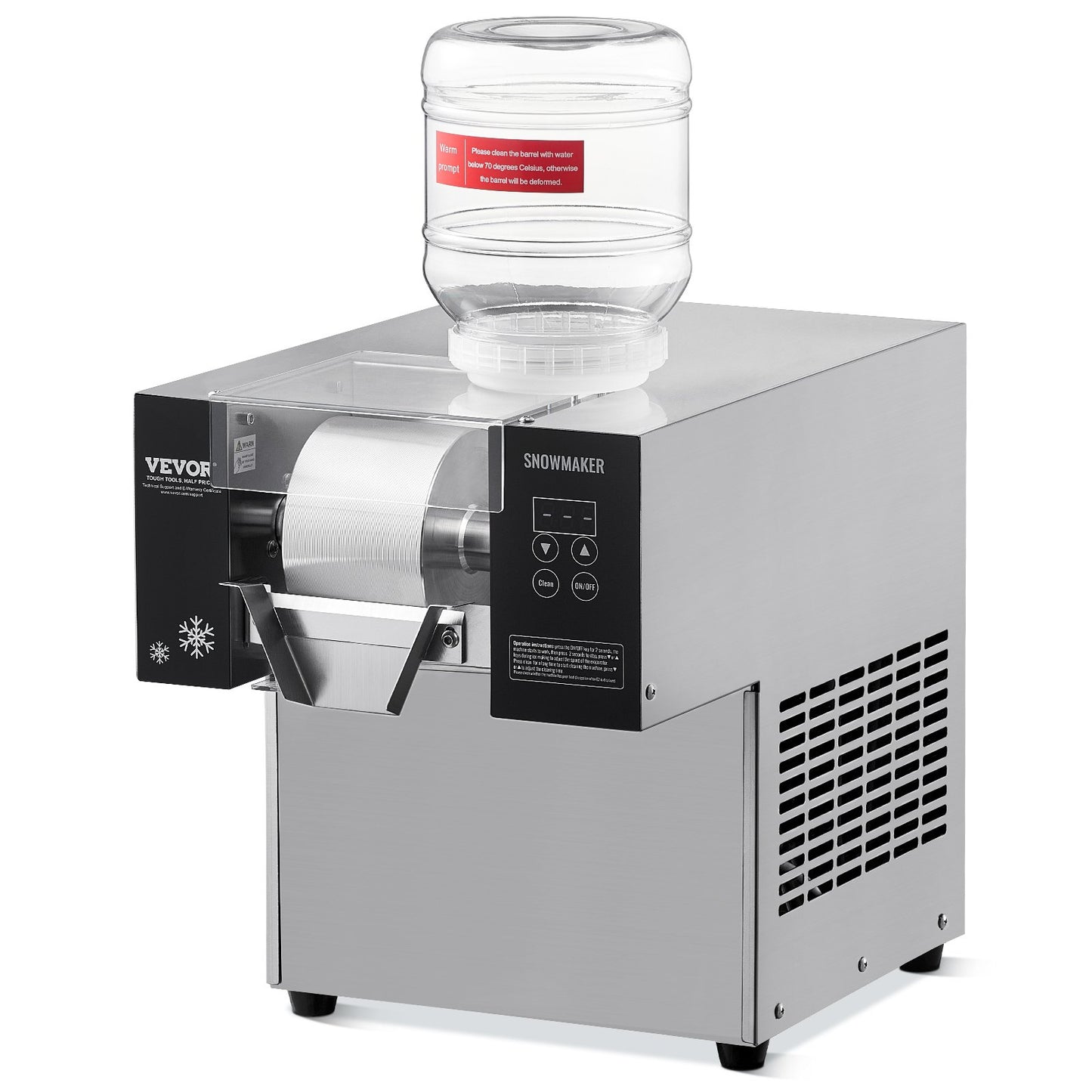 Commercial Snowflake Ice Machine 176LBS/24H Stainless Steel for Ice Cream