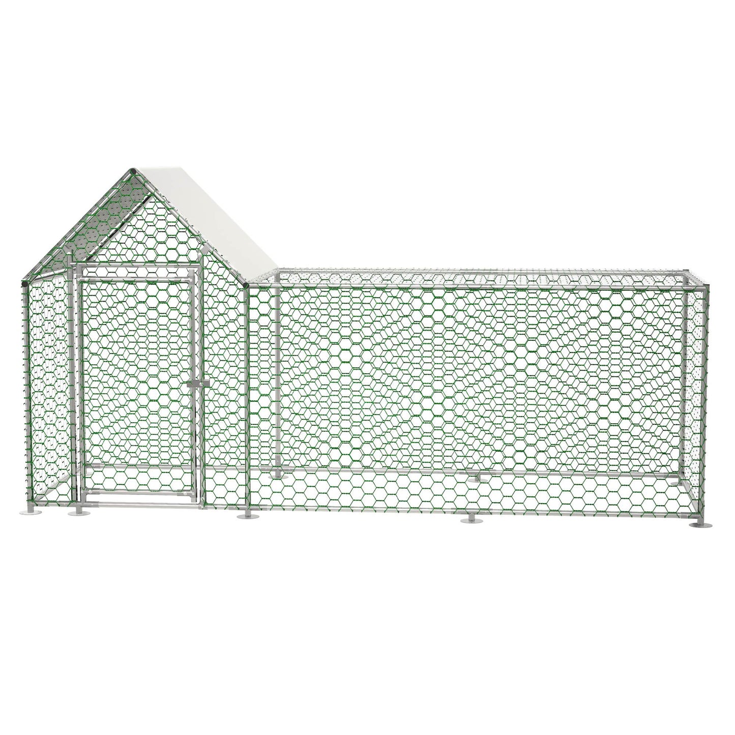Large Metal Chicken Coop with Walk-In Run, Cover & Lockable Door - Multiple Sizes