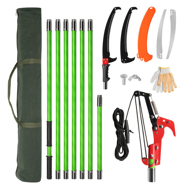 24ft Manual Pole Saw for Tree Trimming - Extendable Garden Pruner Set