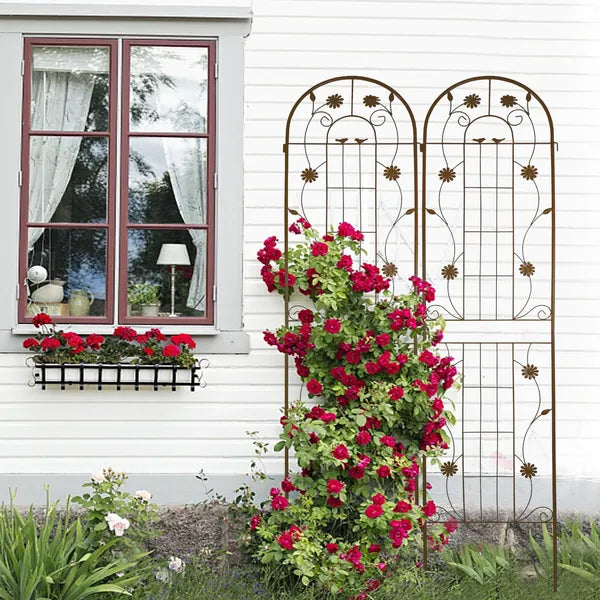 Metal Garden Trellis - 86.7" Rustproof Climbing Plant Support - 2 Pack