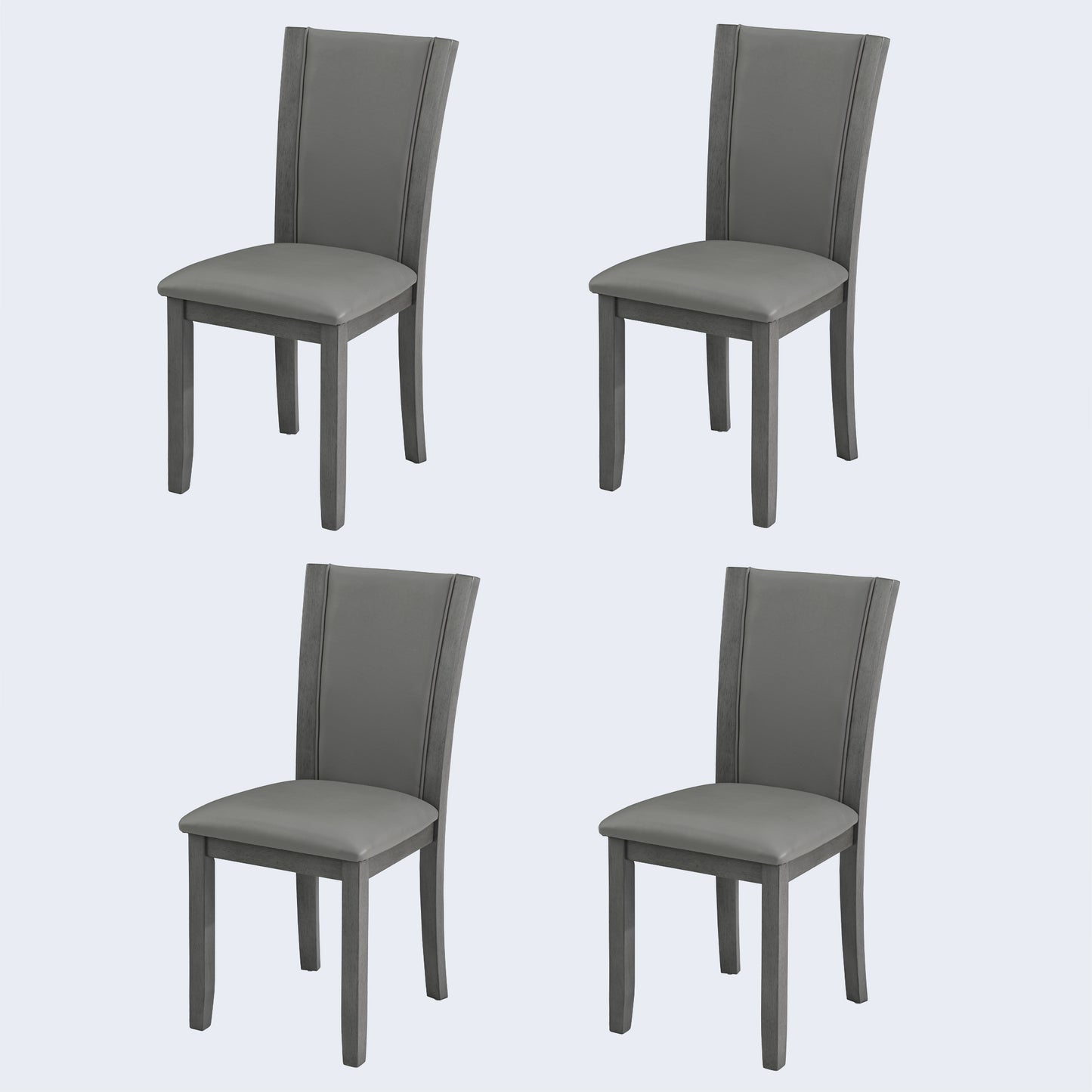 Gray Wooden Dining Chairs Set of 4 with Padded Seats