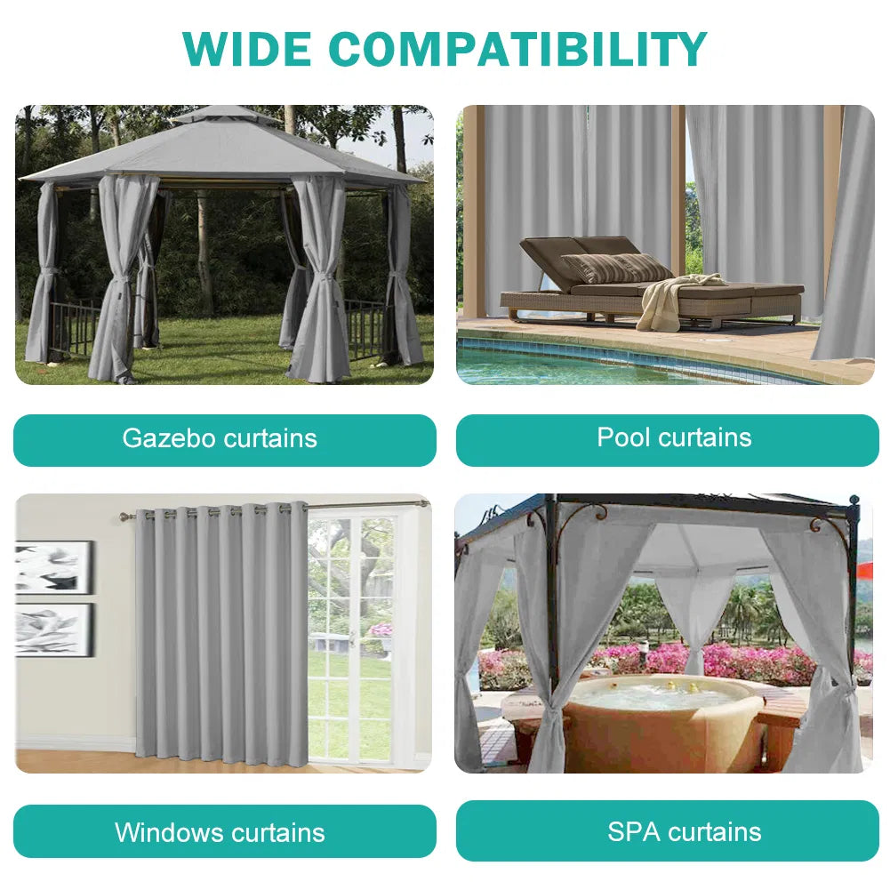 Grey Outdoor Thermal Blackout Curtain - 50 Inch W x 84 Inch L for Patio Deck Garden