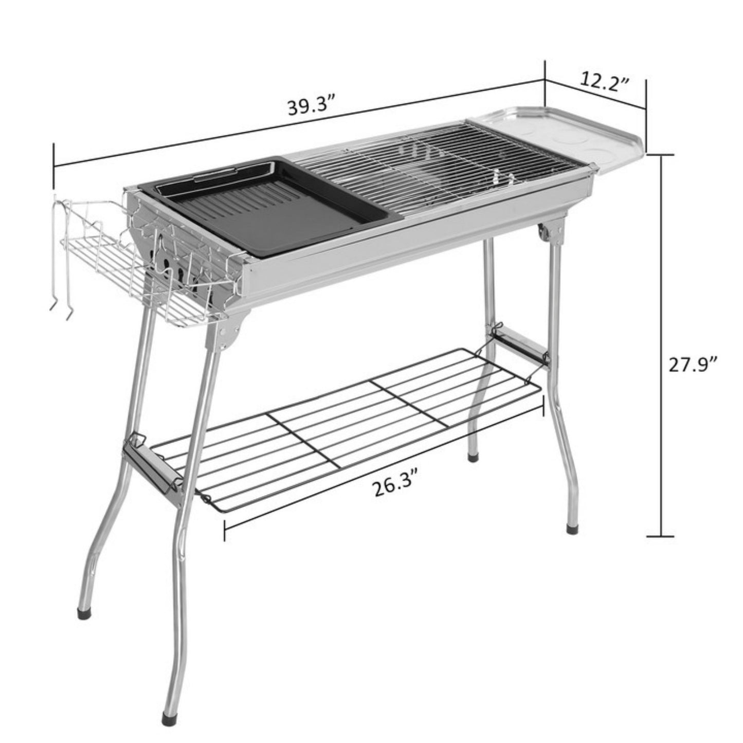 Portable Stainless Steel Barbecue Grill - 100x31x71cm