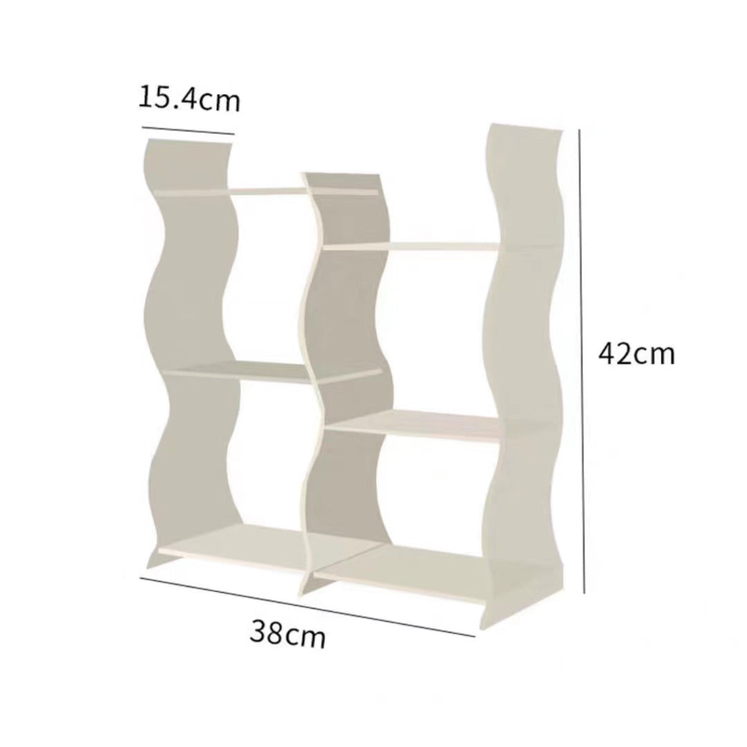 Wavy Acrylic Shelf with 3 Layers - Modern Dustproof Storage Rack for Living Room