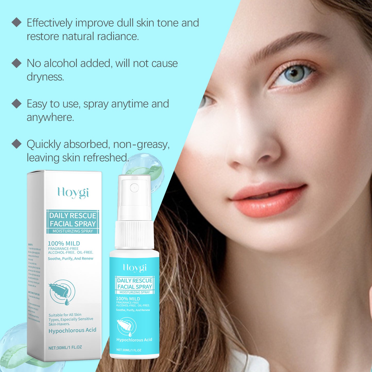 Hydrating Facial Toner Spray with Hyaluronic Acid & Glycerin - 30ml