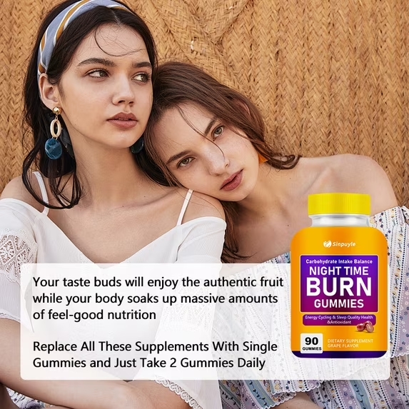 Night Time Burn Gummies, Grape Flavored, Vegan & Gelatin-Free, 90 Count