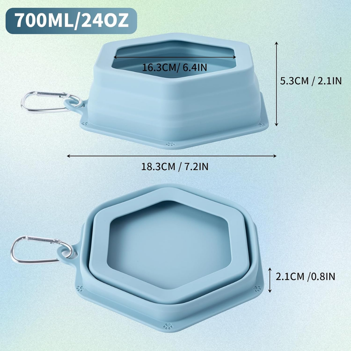Travel Collapsible Pet Water Bowl - Spill-Proof, No Splash Design for Dogs & Cats, Large 24oz Capacity, Portable Vehicle Dish