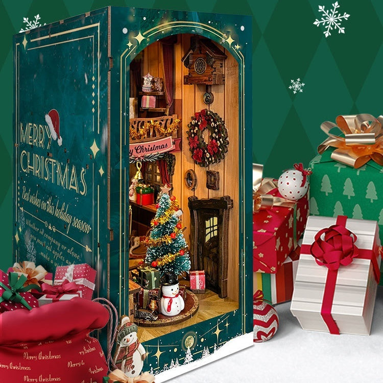 Christmas House Book Stand DIY Wooden Decoration Gift for Holiday Home