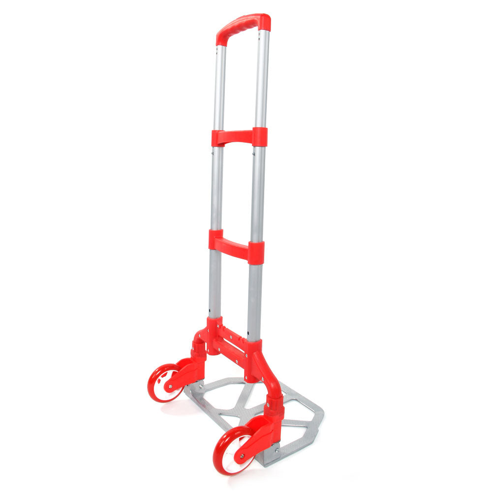 Foldable Aluminum Hand Truck with 165 lbs Capacity - Red Portable Trolley