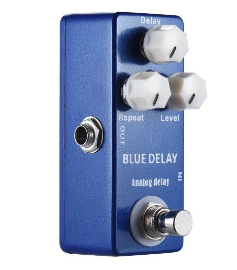 Analog Delay Guitar Effects Pedal - True Bypass, Mini Size, Blue