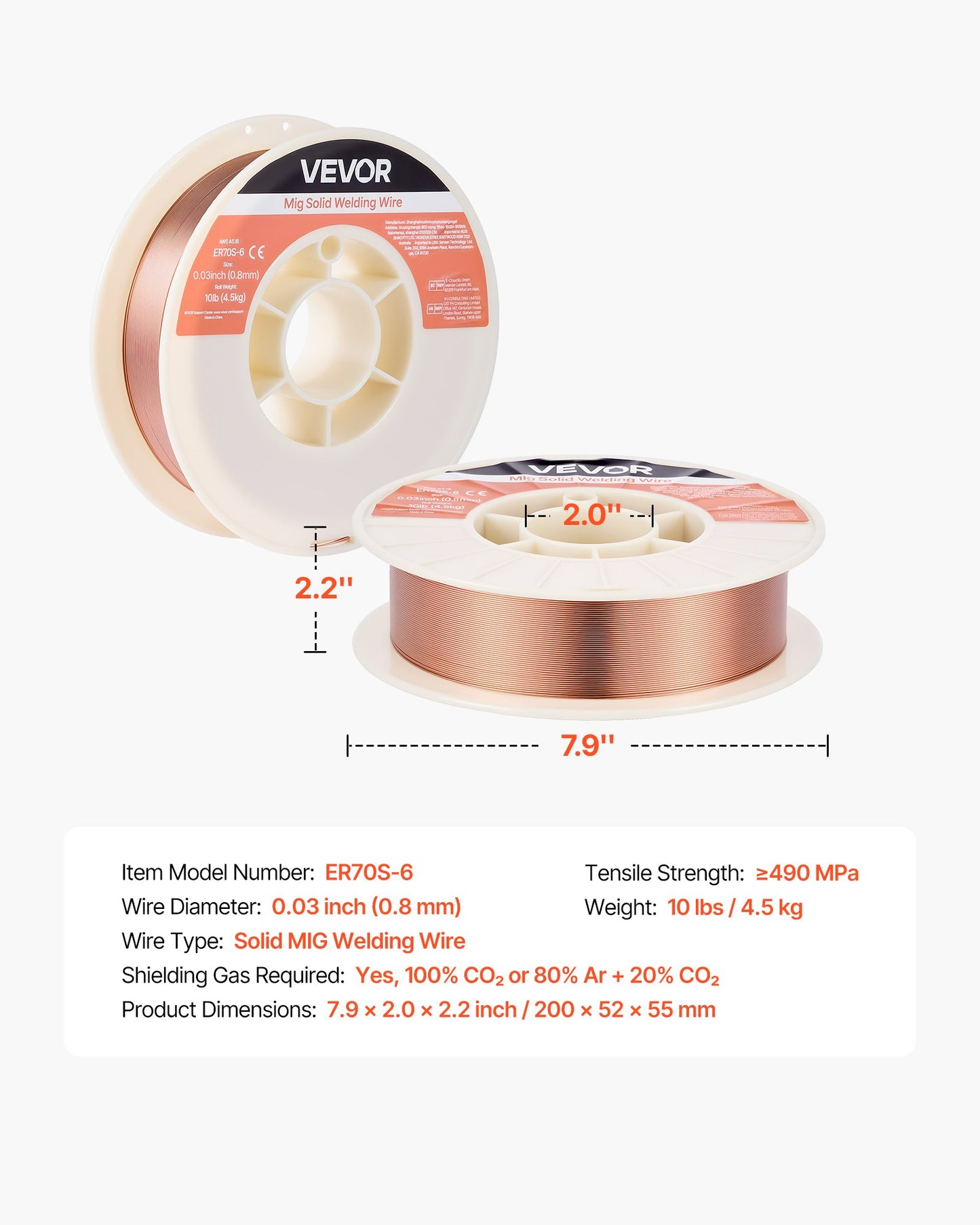 Solid MIG Welding Wire ER70S-6 0.03-inch 10 lbs Low Spatter Steel Wire for All-Position Gas Welding