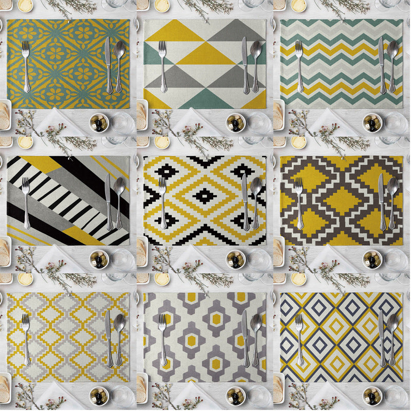 Geometric Pattern Dinner Placemats Set of 4 - Kitchen Table Decor