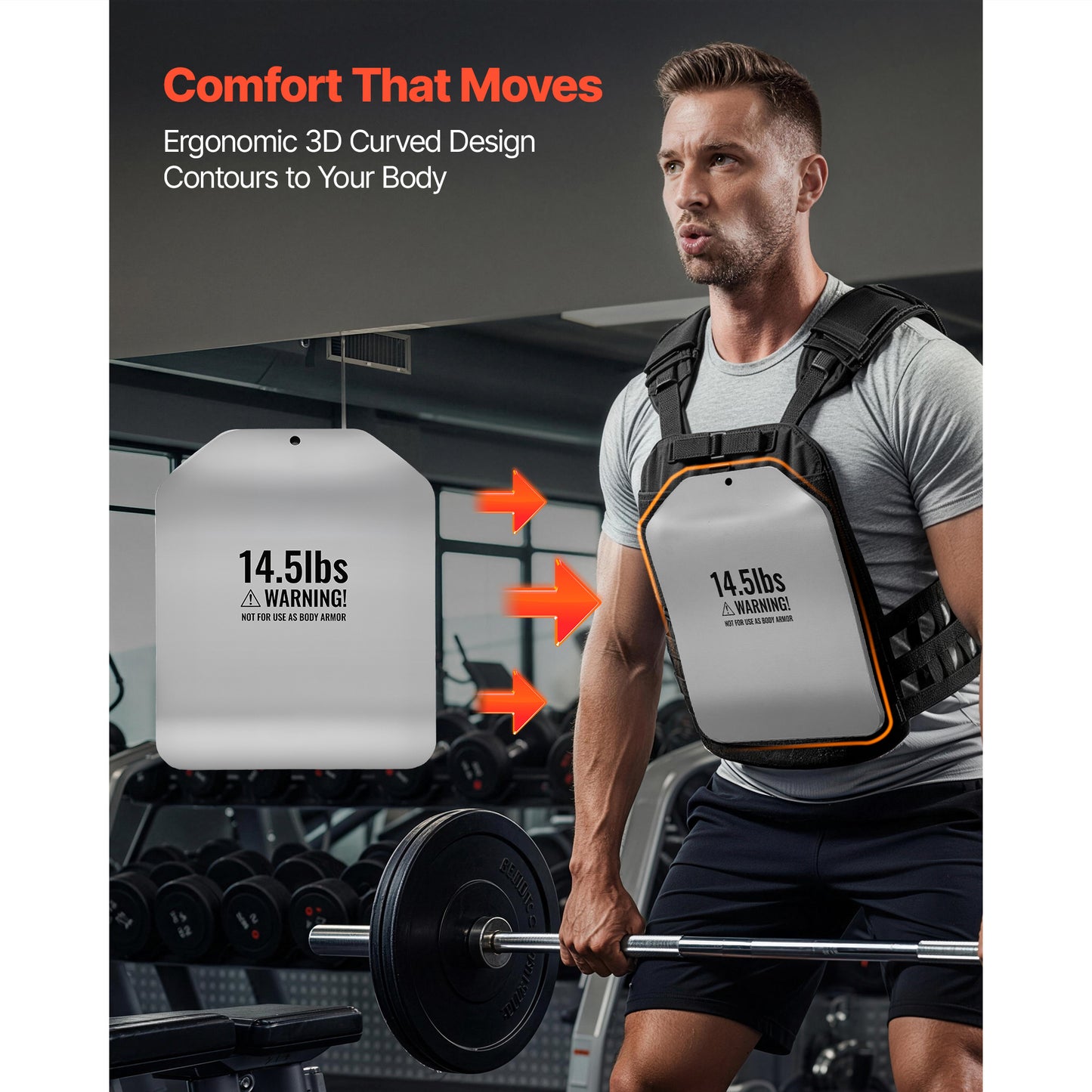 14.5 LB Curved Steel Weight Plate Set for Strength Training and Fitness