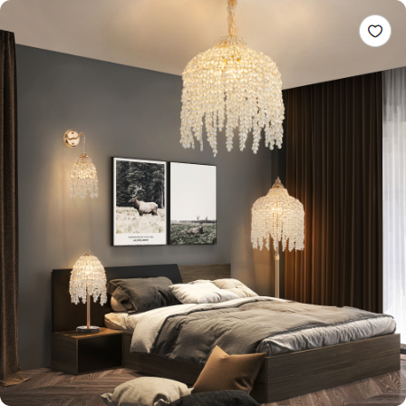 Gold 19 Inch Crystal Waterfall Table Lamp with Teardrop Bead Shade and Marble Base