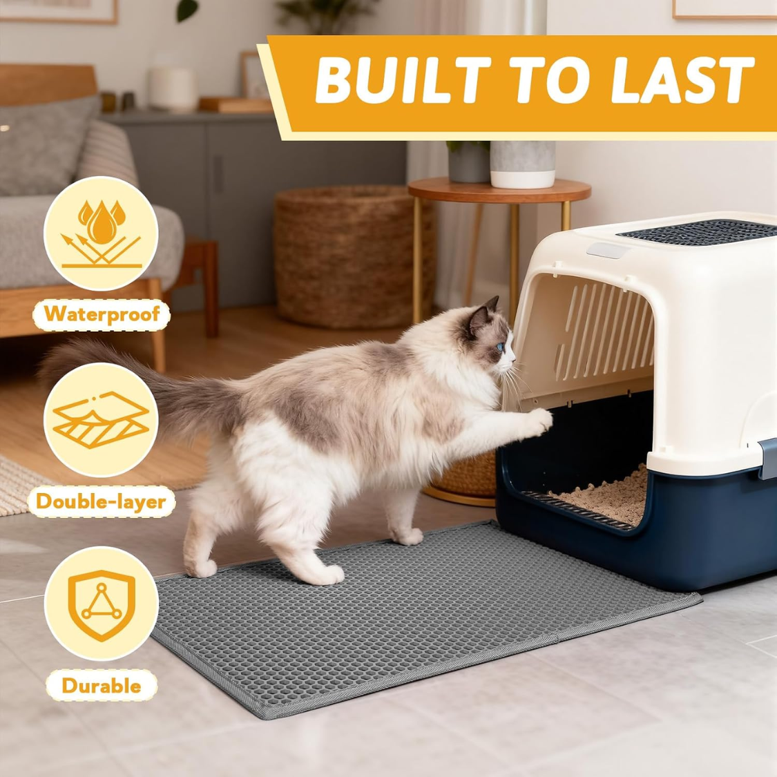 Double Layer Waterproof Cat Litter Mat - Urine Proof Pet Trap & Reusable