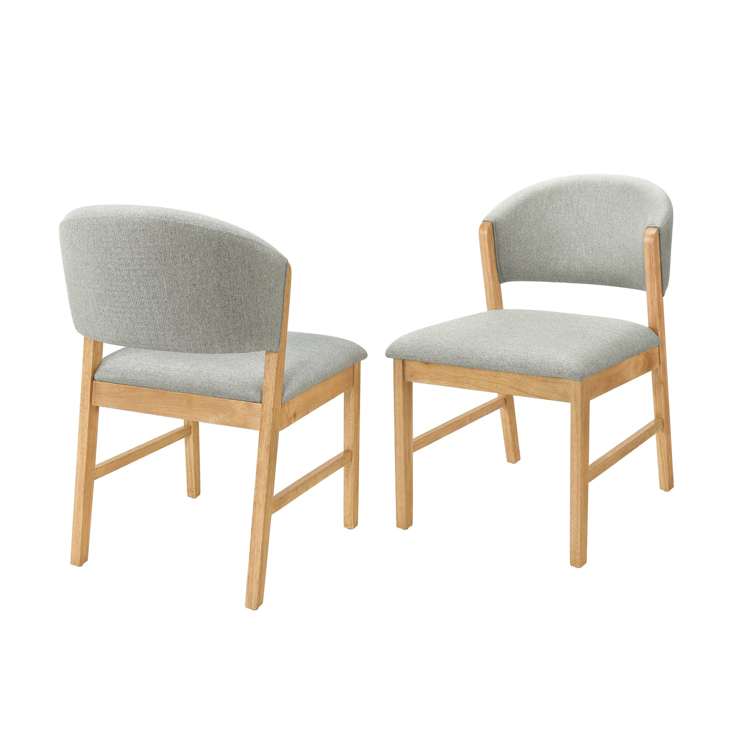 Set of 2 Mid-Century Modern Upholstered Dining Chairs - Grayish Green & Natural Oak