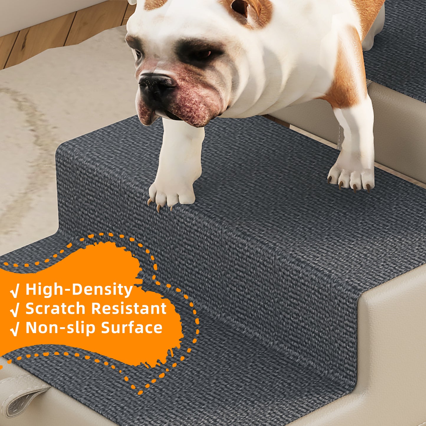 Foldable 4-Step Dog & Pet Stairs Ramp for Sofa Bed - Support Up To 220lbs
