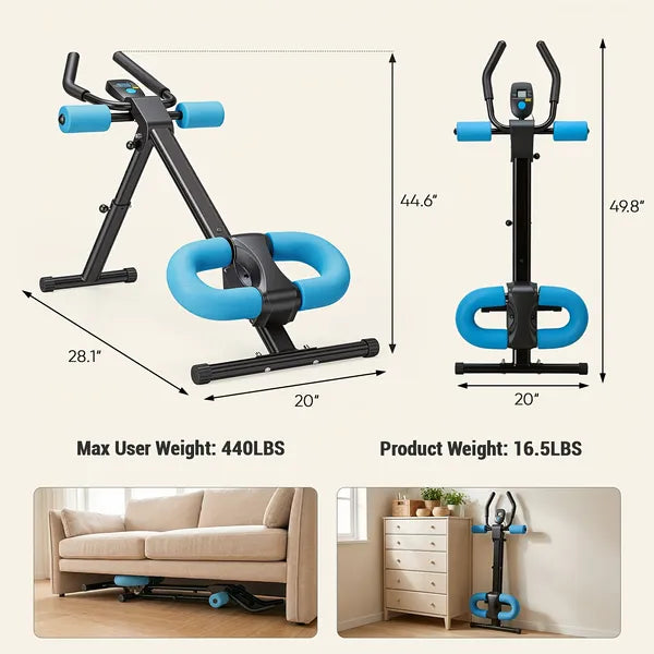Adjustable Ab Trainer for Core Workout - Foldable & LCD Display