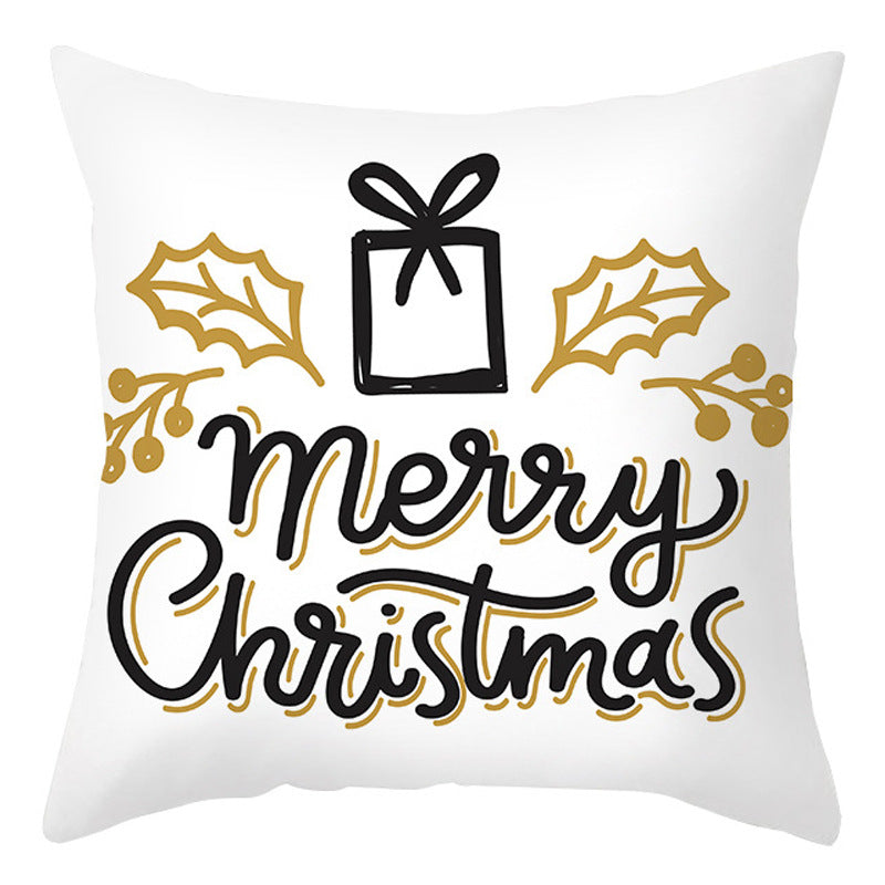 Christmas Pillow Cover Cartoon Letter Print Cushion Cover for Sofa & Office