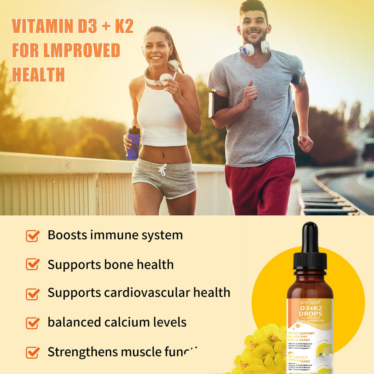 Vitamin D3 K2 Drops - 60ml Liquid Supplement