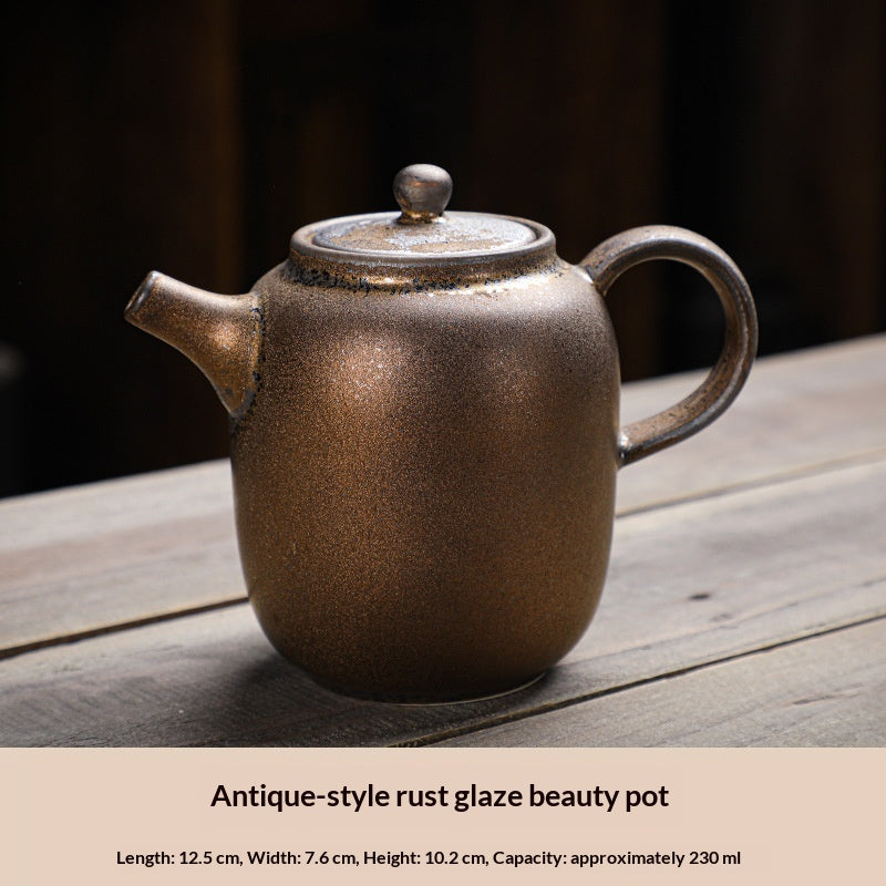 Coarse Ceramic Teapot Set - Kiln-Transformation Pottery for Home Tea Brewing