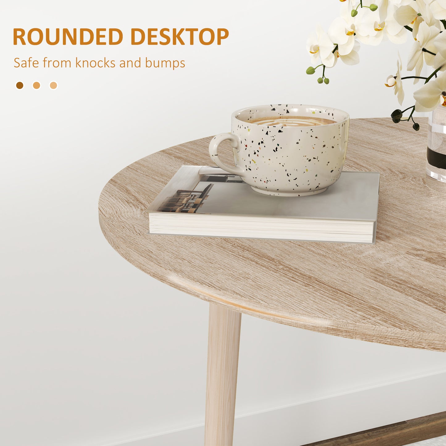 Round Drop Leaf Folding Dining Table for Small Spaces - Oak