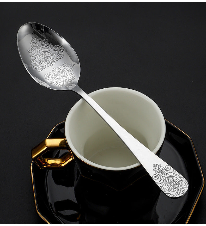 Vintage Gold-Plated Stainless Steel Cutlery Set - Dinner Knife Fork Spoon Tea Spoon