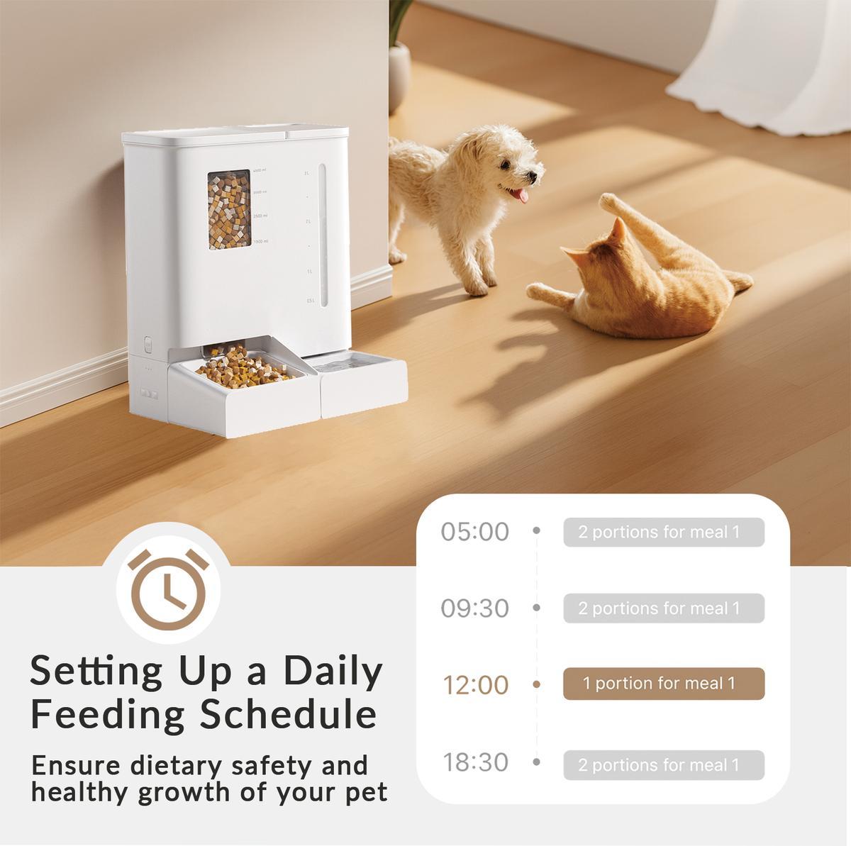 WiFi Automatic Pet Feeder & Waterer Set - 2-Week Capacity, App Control, Detachable & Washable