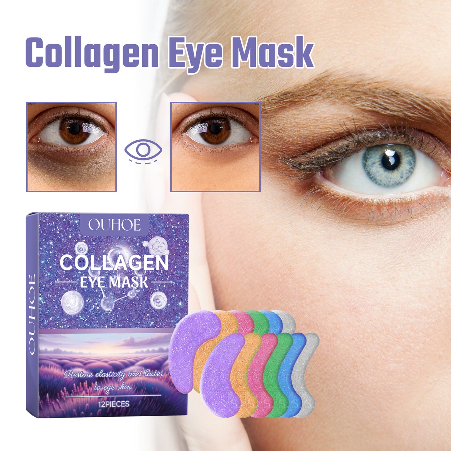 Collagen Eye Mask for Dark Circles and Fine Lines - 12 Pieces