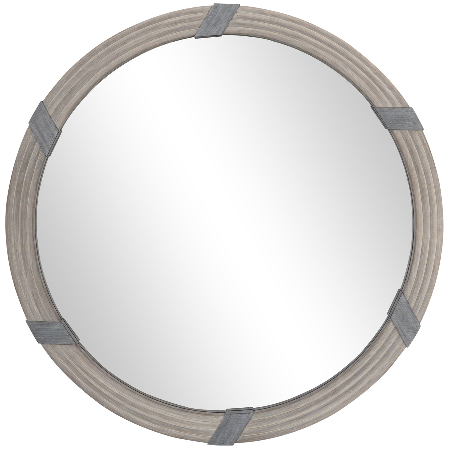 30.75" Round Wood Wall Mirror - Farmhouse Decorative Mirror