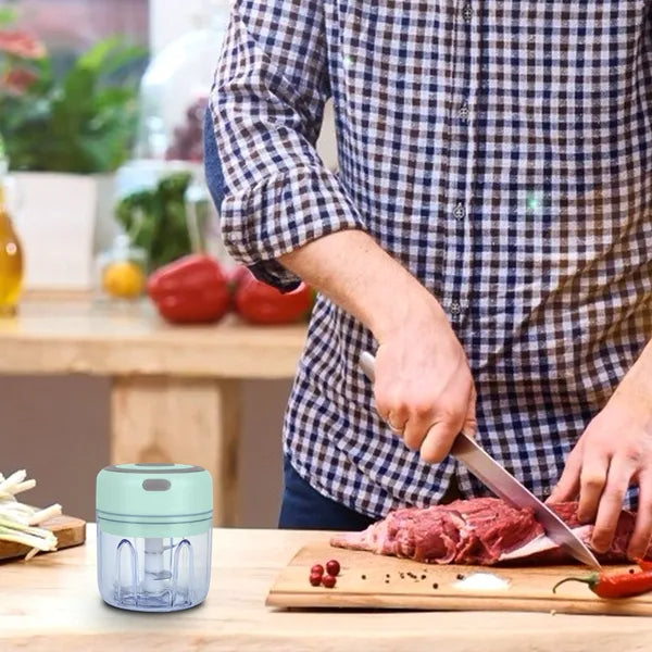 Mini Electric Garlic Chopper - 8.45oz Capacity, One-Button Operation, Pink